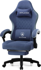 Gaming Chair, Computer Office Chair with Pocket Spring Cushion, Linkage Armrests and Footrest, High Back Ergonomic Computer Chair with Lumbar Support Task Chair with Footrest