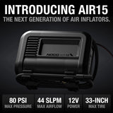 UltraFast 15A Tire Inflator, 12V Portable Air Compressor Pump, Rated at 80 PSI, Inflates Tires from 0-40 PSI in 2.9 Minutes with a Digital Gauge, Smart Pressure and Auto-Shutoff