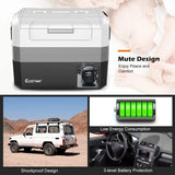 Portable Car Refrigerator, -14.8℃ to 50℃, 58-Quart Compressor Travel Fridge with Two-way Open Door, Operating Panel, Groove Design, Compact RV Freezer and Cooler for Outdoor and Home Use