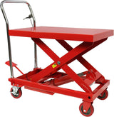 Hydraulic Lift Table Cart – 31" Lift Height, Double Scissor Design with 4 Wheels & Non-Slip Pad for Material Handling