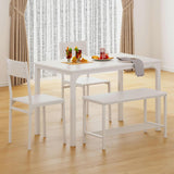 Dining Table and Chairs Dining Table Set with 2 Chairs and 1 Bench Bar Set Kitchen Table and Chairs for Dining Room Bistro Set,Pure White