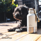 Insulated Dog Water Bottle with Bowls, Two Detachable Bowls for Dogs and Pets, Stainless Steel | 32oz/950ml