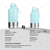 Insulated Dog Water Bottle with Bowls, Two Detachable Bowls for Dogs and Pets, Stainless Steel | 32oz/950ml