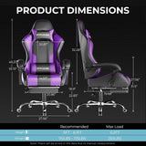 Gaming Chair with Footrest and Lumbar Support – Ergonomic Computer Chair with Headrest, 360° Swivel, Height Adjustable, White