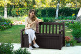 70 Gallon Storage Bench Deck Box for Patio Furniture, Front Porch Decor and Outdoor Seating �� Perfect to Store Garden Tools and Pool Toys, Brown