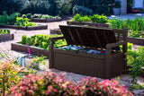 70 Gallon Storage Bench Deck Box for Patio Furniture, Front Porch Decor and Outdoor Seating �� Perfect to Store Garden Tools and Pool Toys, Brown