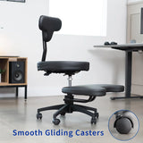 Cross-Legged Office Chair – Adjustable Height Floor Chair with Back Support for Yoga, Meditation, and ADHD (Black, CHAIR-CL02B-R)