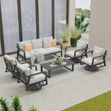 Outdoor Patio Furniture Set 4-Piece, Aluminum Swivel Rocking Chairs with All-Weather Cushions, Modern Patio Conversation Set for Deck, Porch, Garden (Dark Grey)