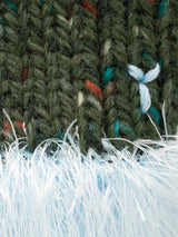 Hand-Knitted Fashion "Duality" Wool & Sea Anemone Yarn Fringe Snood