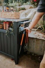 Outdoor Rolling Table Cart for Food Prep, Storage, Bar & Grill, Dark Brown