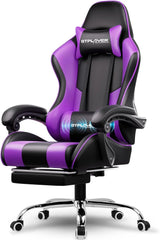 Gaming Chair with Footrest and Lumbar Support – Ergonomic Computer Chair with Headrest, 360° Swivel, Height Adjustable, White