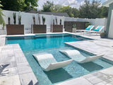 Classic White - in-Pool Chaise Lounger – Designed for Water Depths Up to 9” – Aqua Outdoors – Set of 2 – Compatible with All Pool Types - Poolside & Sun Deck Tanning