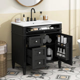 36" Bathroom Vanity with Single Sink Combo, Modern Undermount Bathroom Sink Cabinet with 2 Drawers and a Tip-Out Drawer, Freestanding Bathroom Vanities, Soft Closing, Solid Wood Frame