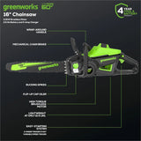 40V 16" Brushless Cordless Chainsaw, 4.0Ah Battery and Charger Included