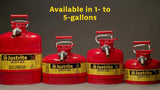 5-Gallon Type II Red Safety Gas Can – OSHA-Approved Steel Fuel Container with Flame Arrester, Self-Closing Lid & 1" Flexible Spout (7250130)