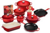 20-piece Signature Cast Iron Cookware Set,10.25 Skillet,1.75-quart Saucepan with Lid