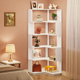 Tribesigns 6-Tier Corner Bookshelf, 64.9 Inch Tall Bookcase with Anti-Drop Panel, Modern Freestanding Corner Shelf Display Rack Storage Organizer for Home Office, Living Room, WhiteTribesigns 6-Tier Corner Bookshelf, 64.9 Inch Tall Bookcase with Anti