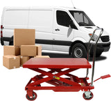 Hydraulic Lift Table Cart – 31" Lift Height, Double Scissor Design with 4 Wheels & Non-Slip Pad for Material Handling