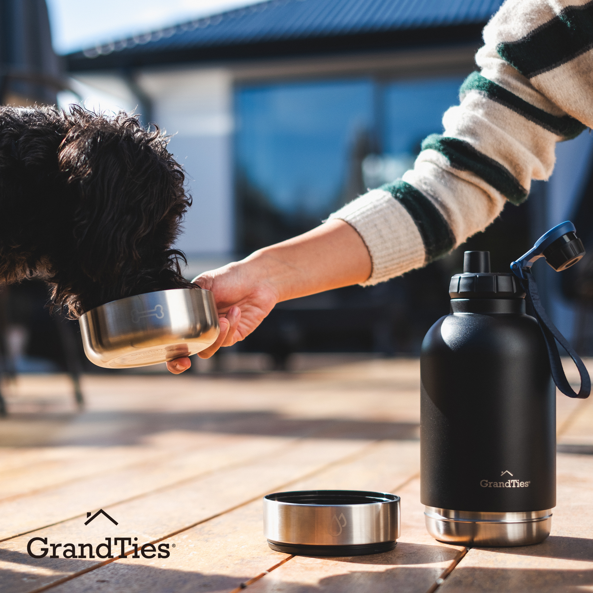 Insulated Dog Water Bottle with Bowls, Two Detachable Bowls for Dogs and Pets, Stainless Steel | 32oz/950ml