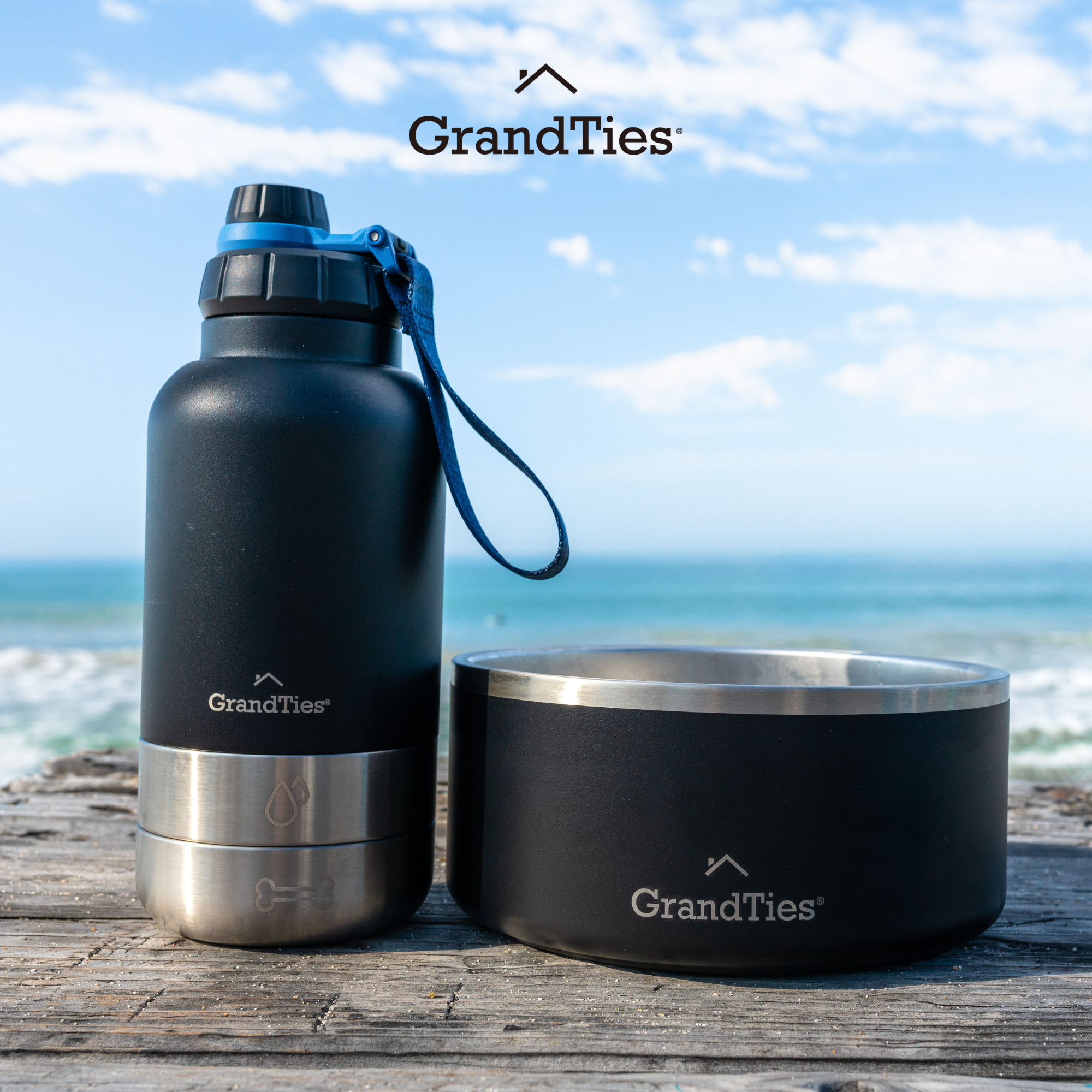 Insulated Dog Water Bottle with Bowls, Two Detachable Bowls for Dogs and Pets, Stainless Steel | 32oz/950ml