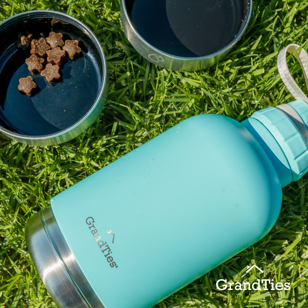 Insulated Dog Water Bottle with Bowls, Two Detachable Bowls for Dogs and Pets, Stainless Steel | 32oz/950ml