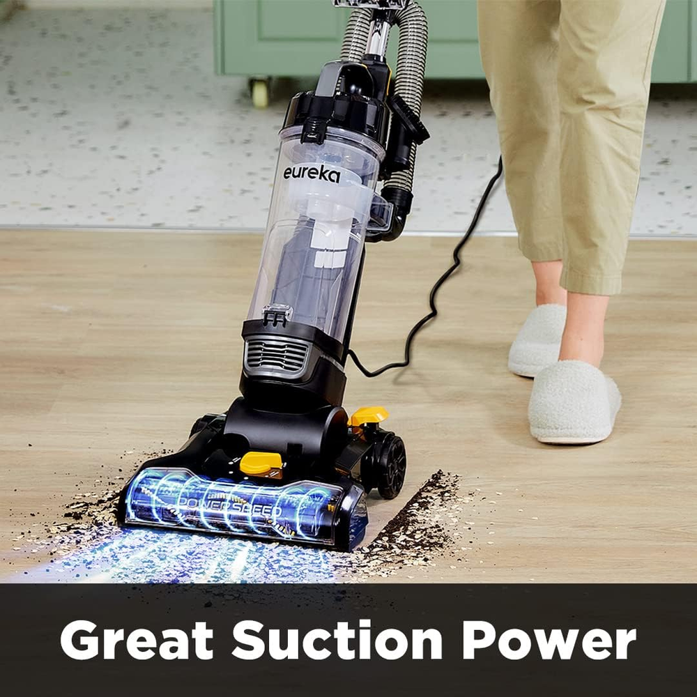 EUREKA PowerSpeed Lightweight Powerful Upright Vacuum Cleaner for Carpet and Hard Floor NEU181D, Pet Turbo, Black,Yellow