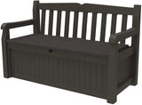 70 Gallon Storage Bench Deck Box for Patio Furniture, Front Porch Decor and Outdoor Seating �� Perfect to Store Garden Tools and Pool Toys, Brown