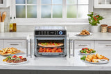Fryer Toaster Oven Combo, 12 in 1 Countertop Convection Oven Cooks Food Fast, Fits a Whole Pizza or 6 Toast Slices, French Doors with Stainless Steel Finish