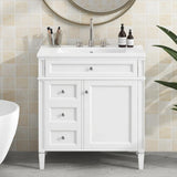36" Bathroom Vanity with Single Sink Combo, Modern Undermount Bathroom Sink Cabinet with 2 Drawers and a Tip-Out Drawer, Freestanding Bathroom Vanities, Soft Closing, Solid Wood Frame