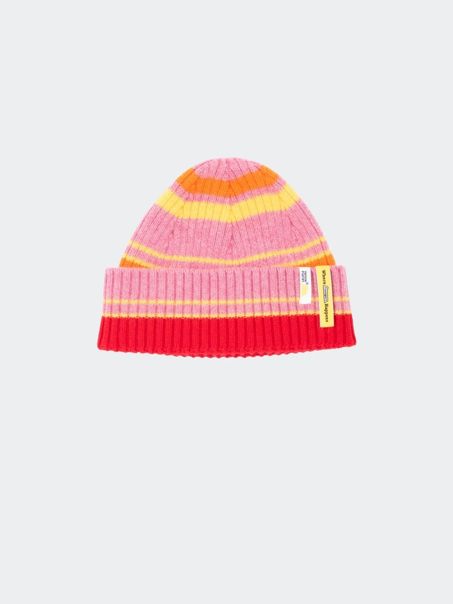 Color Heal Series Striped Wool Beanie with Detachable Pom-Pom
