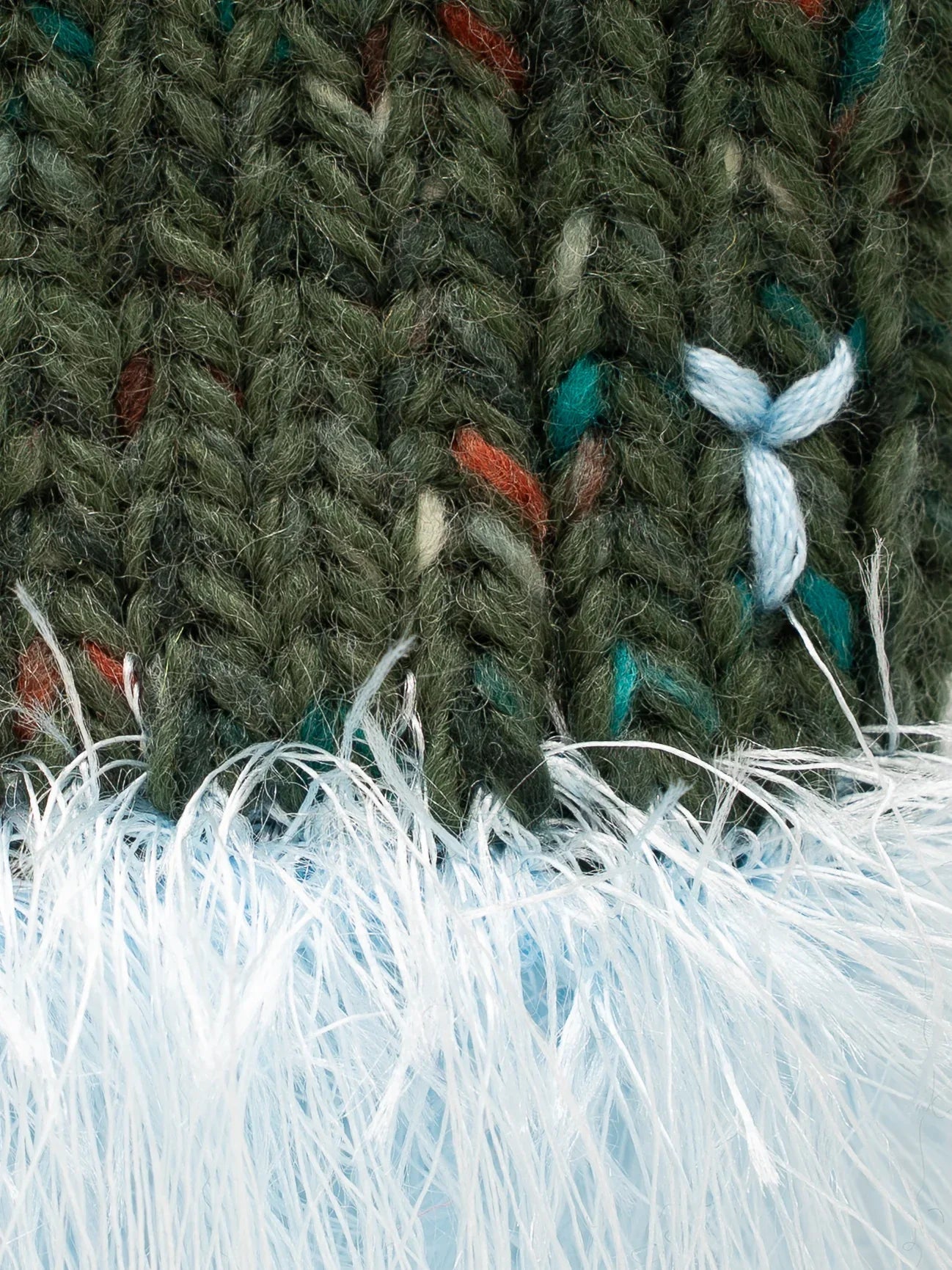 Hand-Knitted Fashion "Duality" Wool & Sea Anemone Yarn Fringe Snood