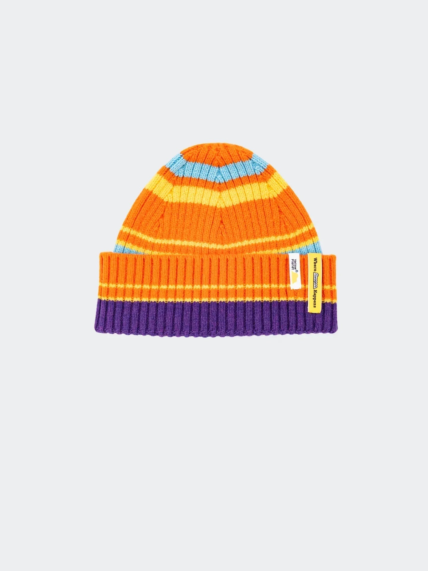 Color Heal Series Striped Wool Beanie with Detachable Pom-Pom